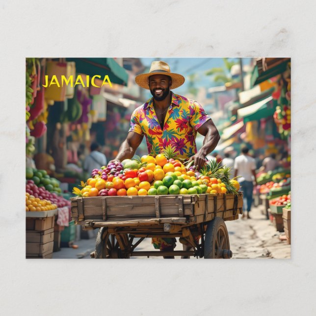 Cartão Postal Carrinho de mão da Jamaica (Frente)