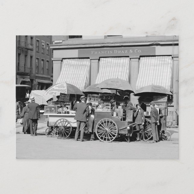 Cartão Postal Carrinhos de lanche de Nova York, 1906 (Frente)