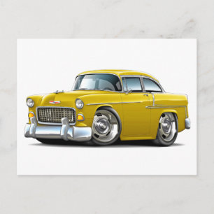 Cartão Postal Carro Amarelo Chevy Belair 1955