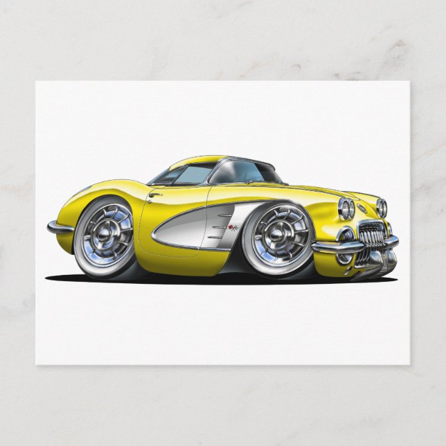 Cartão Postal Carro Amarelo Corvette (Frente)