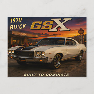Cartão Postal Carro Americano Clássico Buick GSX 1970 Vintage