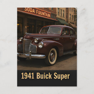 Cartão Postal Carro Americano Clássico Vintage Buick Super 1941