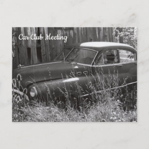 Cartão Postal Carro Antigo Abandonado em Cartaz de Campo