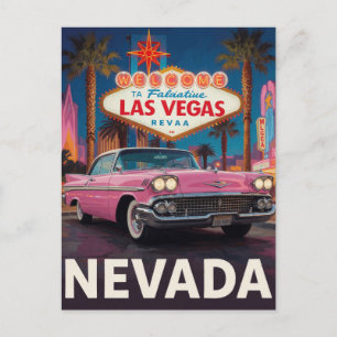 Cartão Postal 🎰 Carro Antigo Automóvel Nevada Estrada Retro