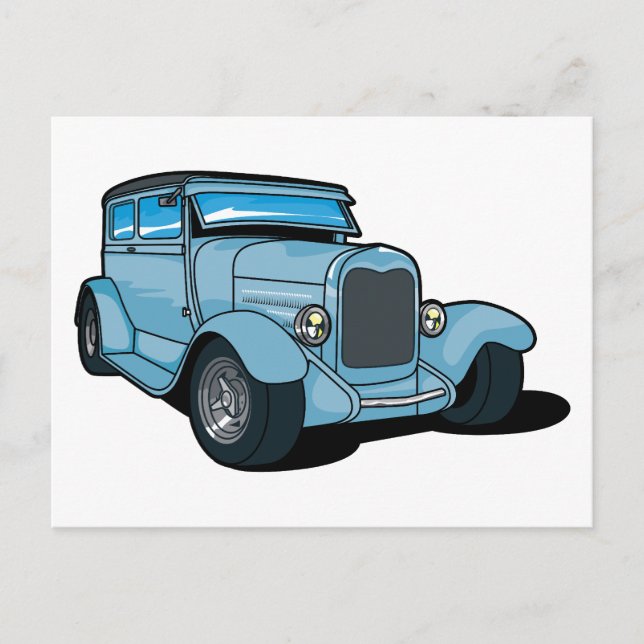 Cartão Postal Carro Antigo Azul (Frente)