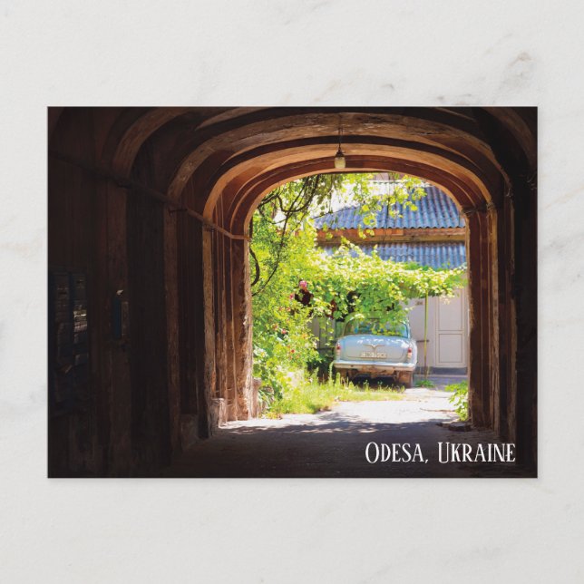 Cartão Postal Carro Antigo e Caixas de Correio Odessa Ucrânia Ca (Frente)