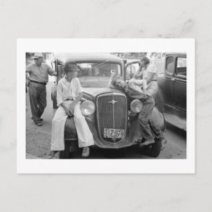 Cartão Postal Carro Antigo, Família da Grande Depressão, Anos 19