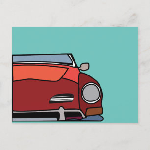 Cartão Postal Carro Antigo Gráfico Vermelho 
