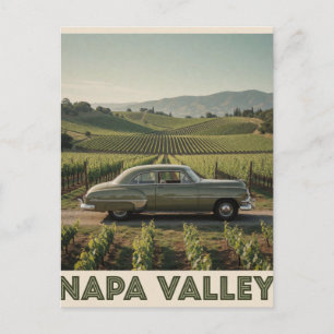 Cartão Postal 🏔️ Carro Antigo Verde Napa Valley