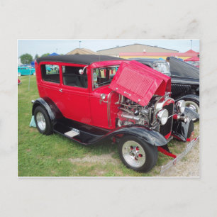 Cartão Postal Carro Antiquado Vermelho