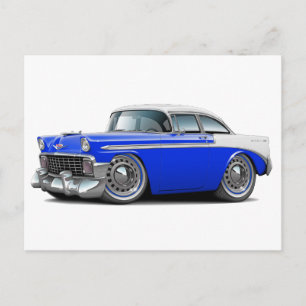 Cartão Postal Carro Azul-Branco Chevy Belair 1956