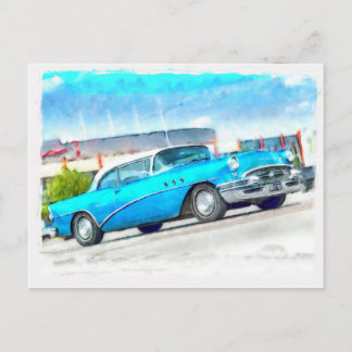 Cartão Postal Carro azul clássico Buick