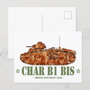 Cartão Postal Carro B1 bis Segunda Guerra Mundial 2 Tanque pesad