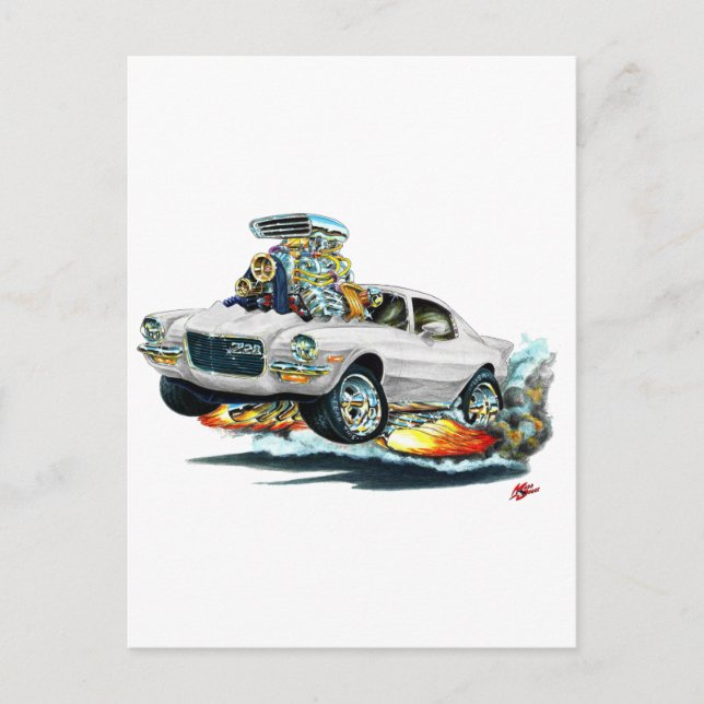 Cartão Postal Carro Branco Camaro 1970-72 (Frente)
