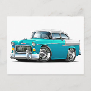 Cartão Postal Carro Branco Chevy Belair Turquoise 1955
