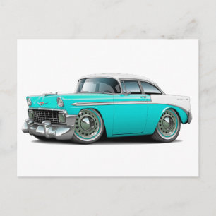 Cartão Postal Carro Branco Chevy Belair Turquoise 1956