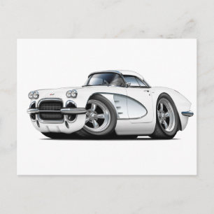 Cartão Postal Carro Branco Corvette 1961