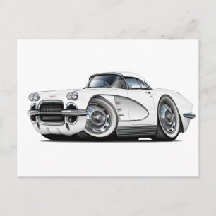 Cartão Postal Carro Branco Corvette 1962
