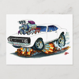Cartão Postal Carro Branco-Preto Camaro SS 1967