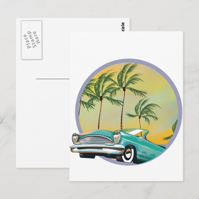 Cartão Postal Carro Clássico ao crepúsculo (Frente/Verso)