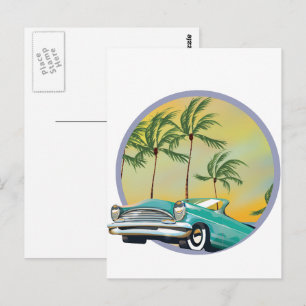 Cartão Postal Carro Clássico ao crepúsculo