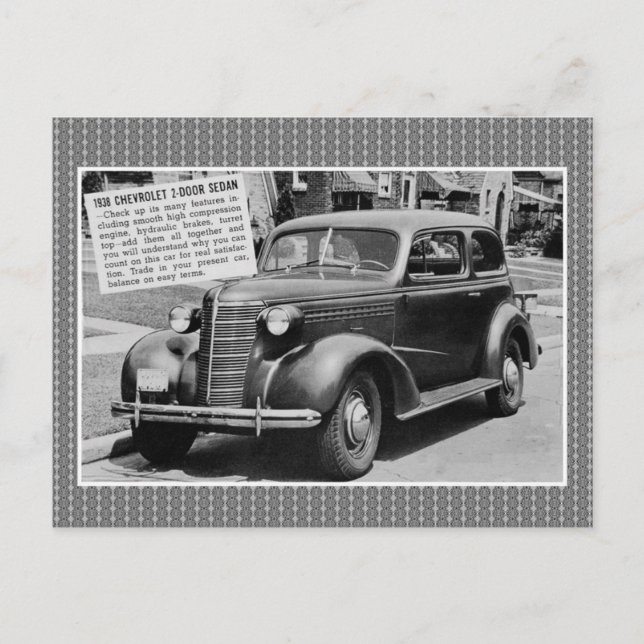 Cartão Postal Carro clássico Chevrolet Sedan de 2 portas 1938 (Frente)