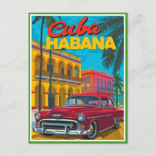 Cartão Postal Carro Clássico Cuba Havana (Frente)