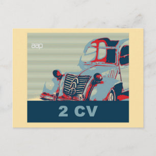 Cartão Postal Carro clássico da safra francesa, estilo pop
