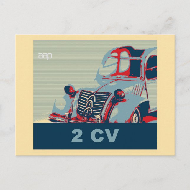 Cartão Postal Carro clássico da safra francesa, estilo pop (Frente)