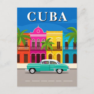 Cartão Postal Carro Clássico de Viagem Cuba Vintage