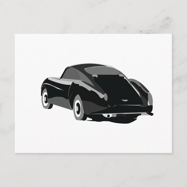Cartão Postal Carro Clássico Preto Cinza (Frente)