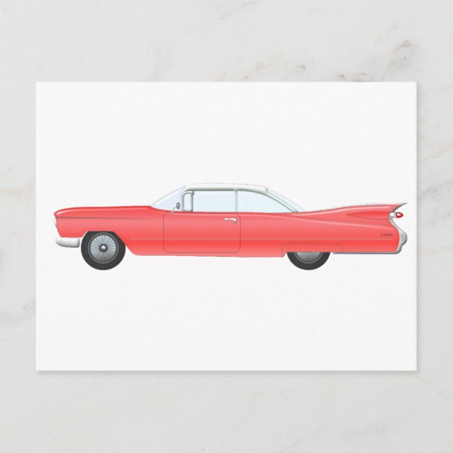 Cartão Postal Carro Clássico Rosa (Frente)
