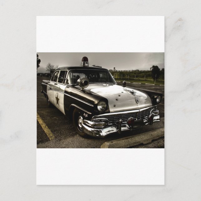 Cartão Postal Carro da Polícia de Vintage (Frente)