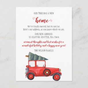 Cartão Postal Carro de Árvore de Natal Deslocamos Férias