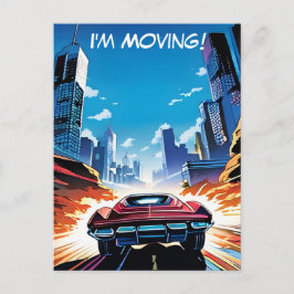 Cartão Postal Carro De Caderno Em Rápida Nova Morada