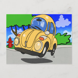 Cartão Postal Carro de Cartoon Bonito