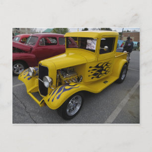 Cartão Postal Carro de Chamas Pretas Amarelo