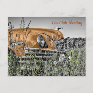 Cartão Postal Carro de Cobre Antigo Abandonado em Cartaz de Camp