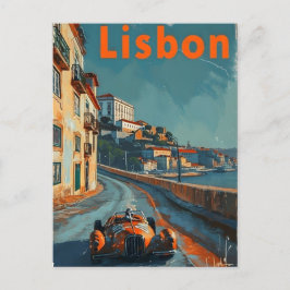 Cartão Postal Carro de corrida antigo em Lisboa