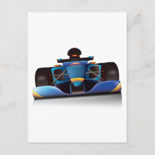Cartão Postal Carro de Corrida Azul