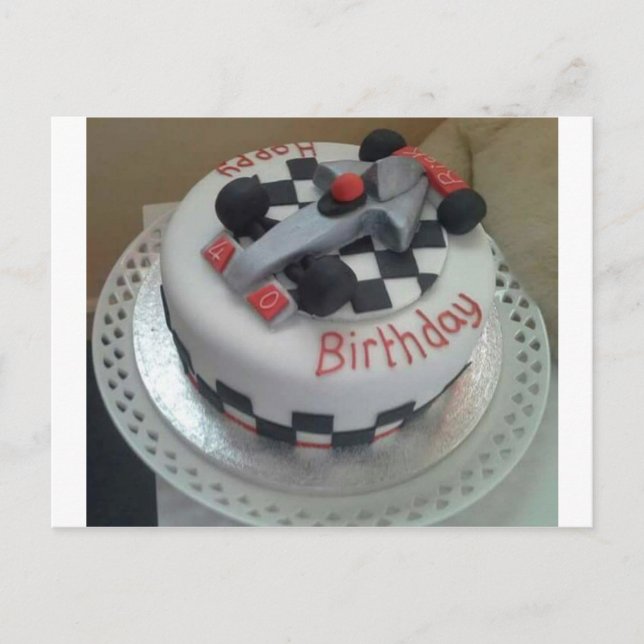 Cartão Postal carro de corrida de aniversário feliz (Frente)