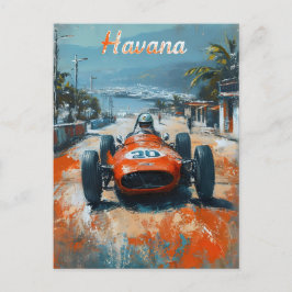 Cartão Postal Carro de corrida em Havana, artístico