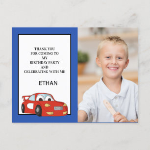 Cartão Postal Carro de Corrida Vermelho em Foto de Aniversário A