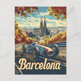 Cartão Postal Carro de corridas de vintage de Barcelona