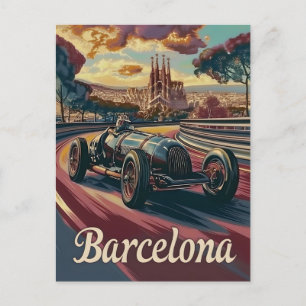 Cartão Postal Carro de corridas de vintage de Barcelona