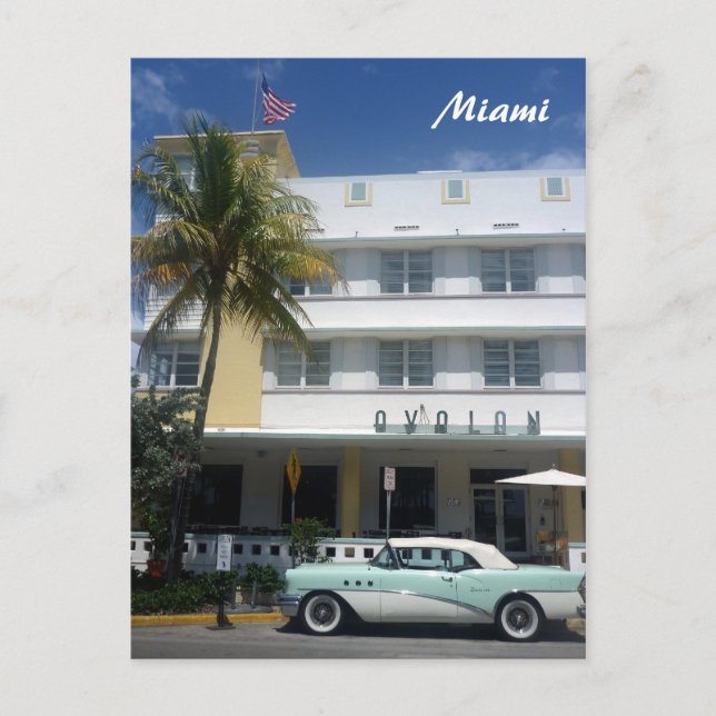 Cartão Postal carro de hotel miami (Frente)