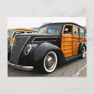 Cartão Postal Carro de madeira preta