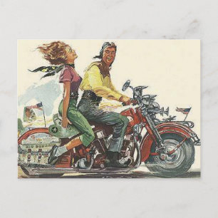 Cartão Postal Carro de Motocicleta Retro, Estilos De Vintage