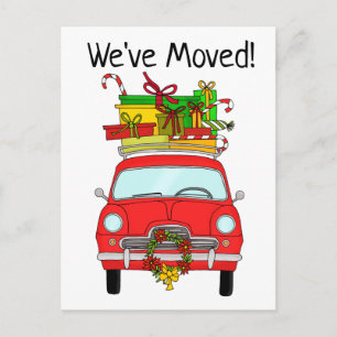 Cartão Postal Carro de Natal Clássico de Anúncio de Endereço