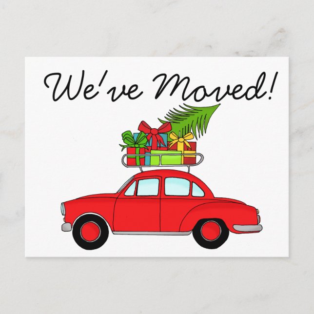 Cartão Postal Carro de Natal Clássico de Anúncio de Endereço (Frente)